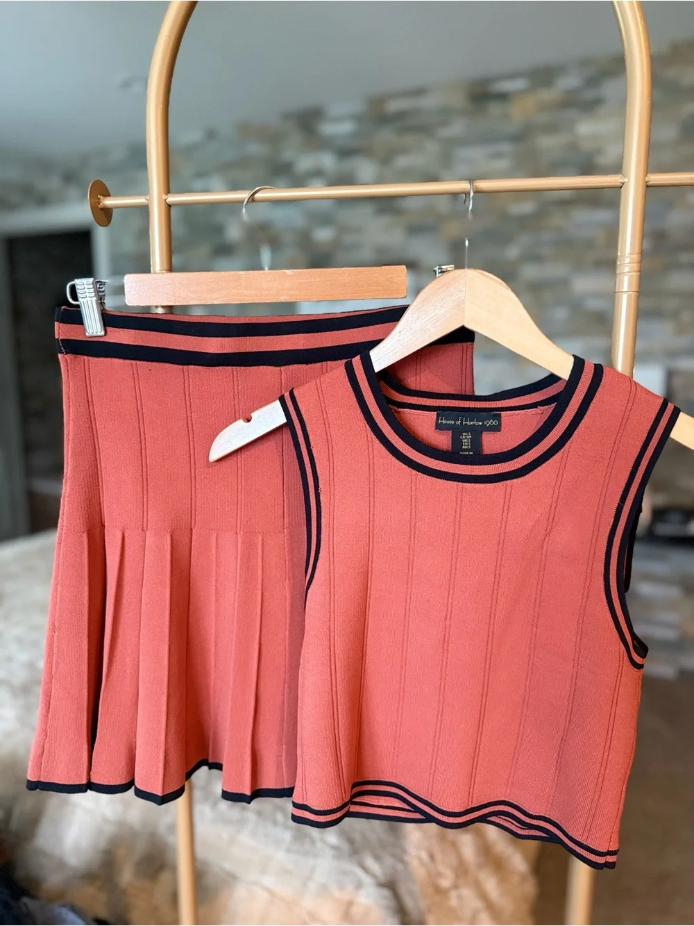 House of Harlow 1960 Rust Skater Skirt with Black Trim - Picture 5 of 5